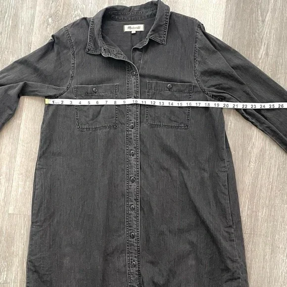 Madewell Charcoal Denim Shirt Dress Minimal - Picture 7 of 8